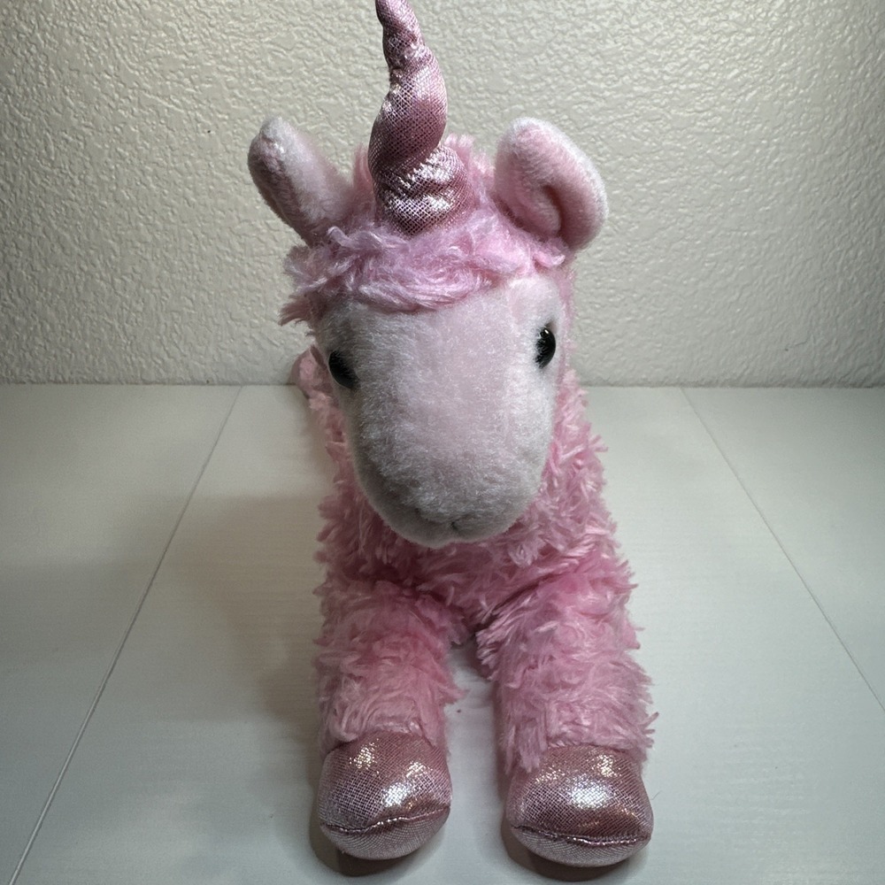 Aurora Pink Llama Alpaca Unicorn Plush Beanbag Toy Stuffed Animal 12"